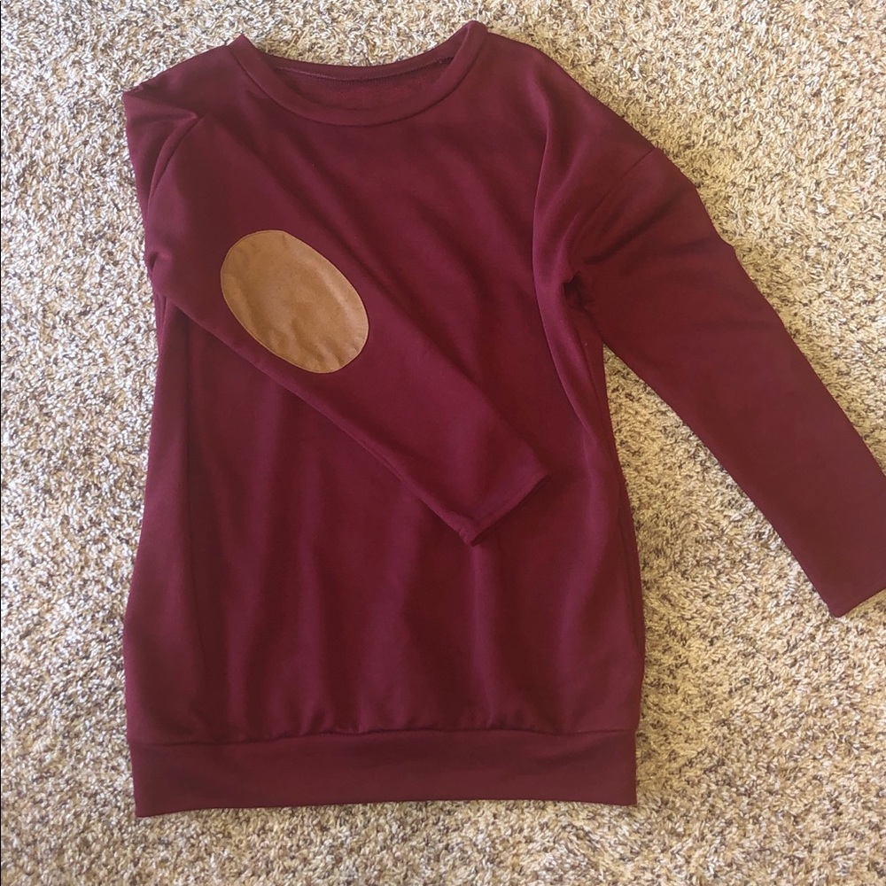 Maroon Sweatshirt w Elbow Patches & Pockets